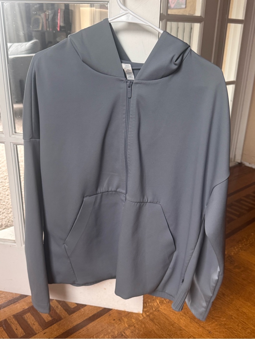 Lululemon Size 12 Gray Hooded Pullover Jacket Oversized Logo Athleisure